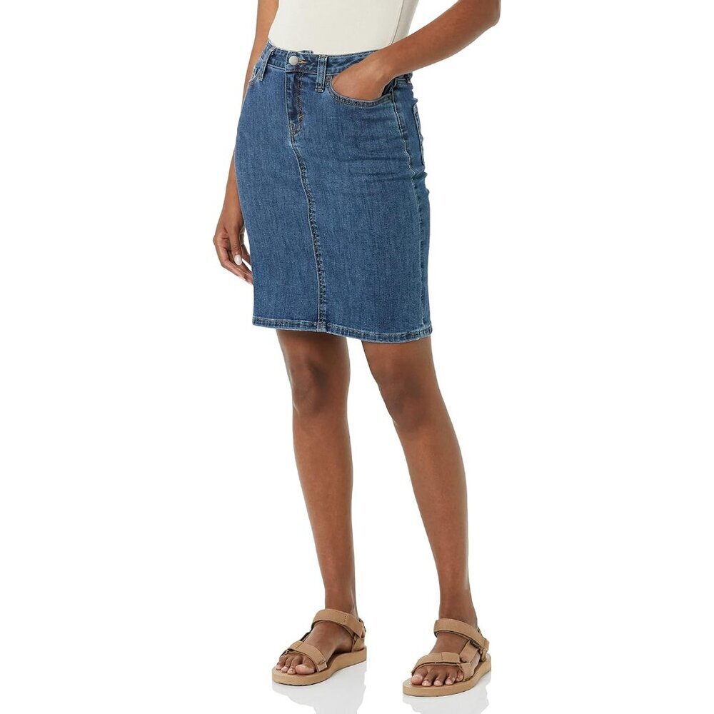 Women's Plus Size Denim Skirt 5-Pocket High Stretch Medium Wash Casual